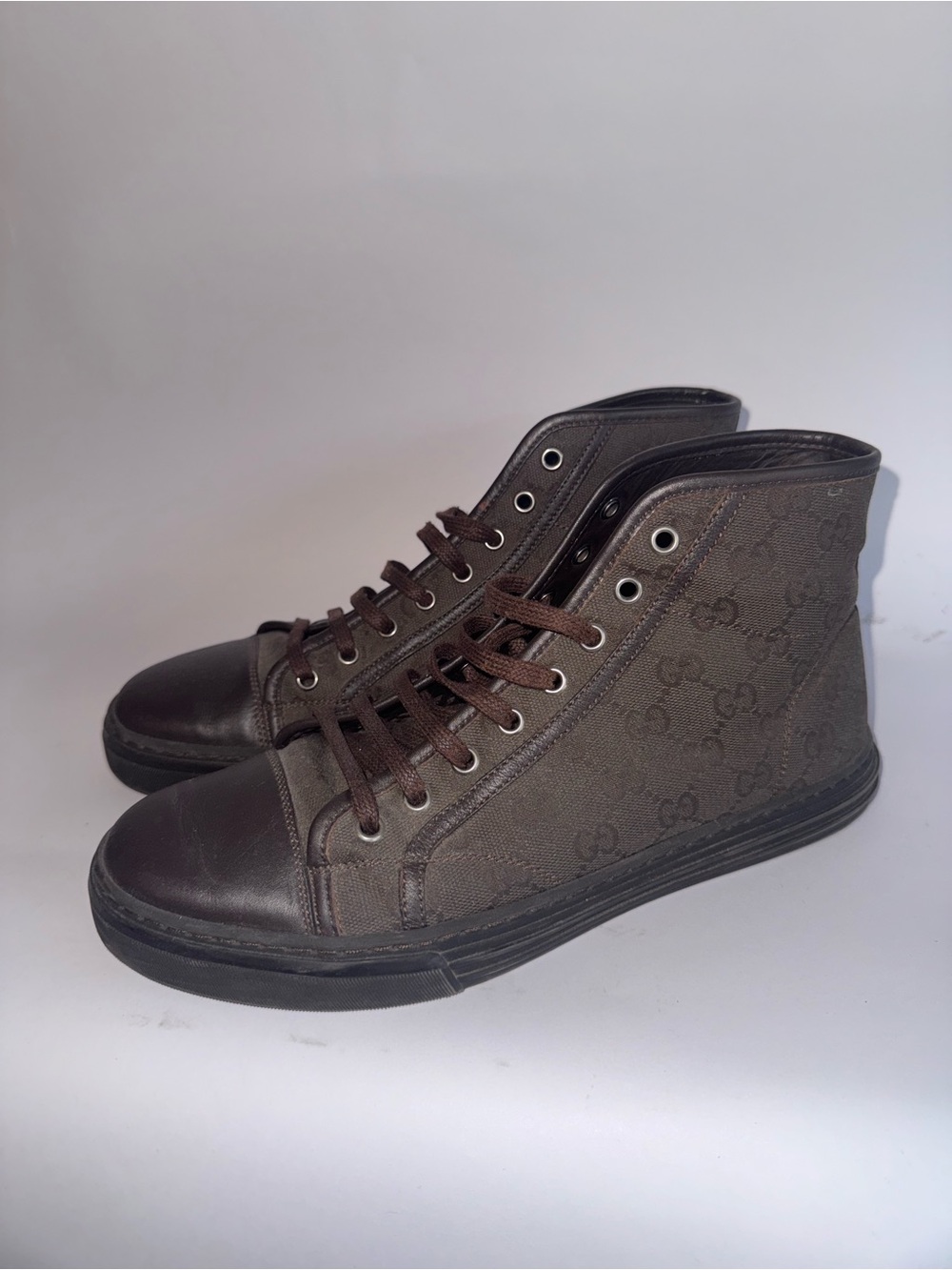 Gucci Brown GG Monogram Canvas Men’s High Top Sneaker Size 7.5